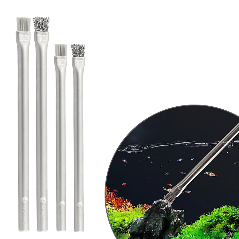 Planted Aquarium Algae Remover - Aquapro Algae Brush แปรงทําความสะอาดถังปลาและพิพิธภัณฑ์สัตว์น้ําเครื่องมือสแตนเลสน้ํา ADA คุณภาพสาหร่าย