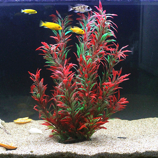 Planted Aquarium With Fish - 50 ซม.ถังปลาประดิษฐ์พืชหายากAquariumปลอมไม้ไผ่น้ําหญ้าพลาสติกสีม่วงสีเขียวหญ้าน้ําภูมิทัศน์Decor